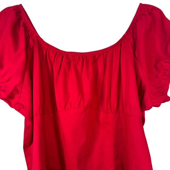 Pinup Couture Womens Red Off-Shoulder Peasant Blouse 4X - Picture 2 of 6